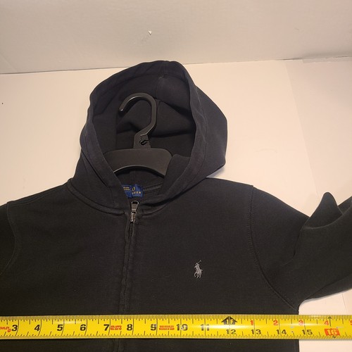 Polo Ralph Lauren Boys Black Full Zip Hoodie Size 6 Cotton Pony Logo - Picture 4 of 7