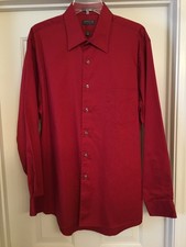 Arrow Wrinkle Free Men  s Dress Shirt  16  34-35-Dark Red pinstripe -New w/o tags