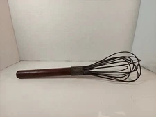 Vintage French Wire Whisk Huge Whisk Wooden Handle Marked 3