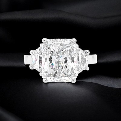 Luxus Diamant Ring 6 Karat IGI Lab Created Radiant Cut 14 Karat Weißgold E F ...