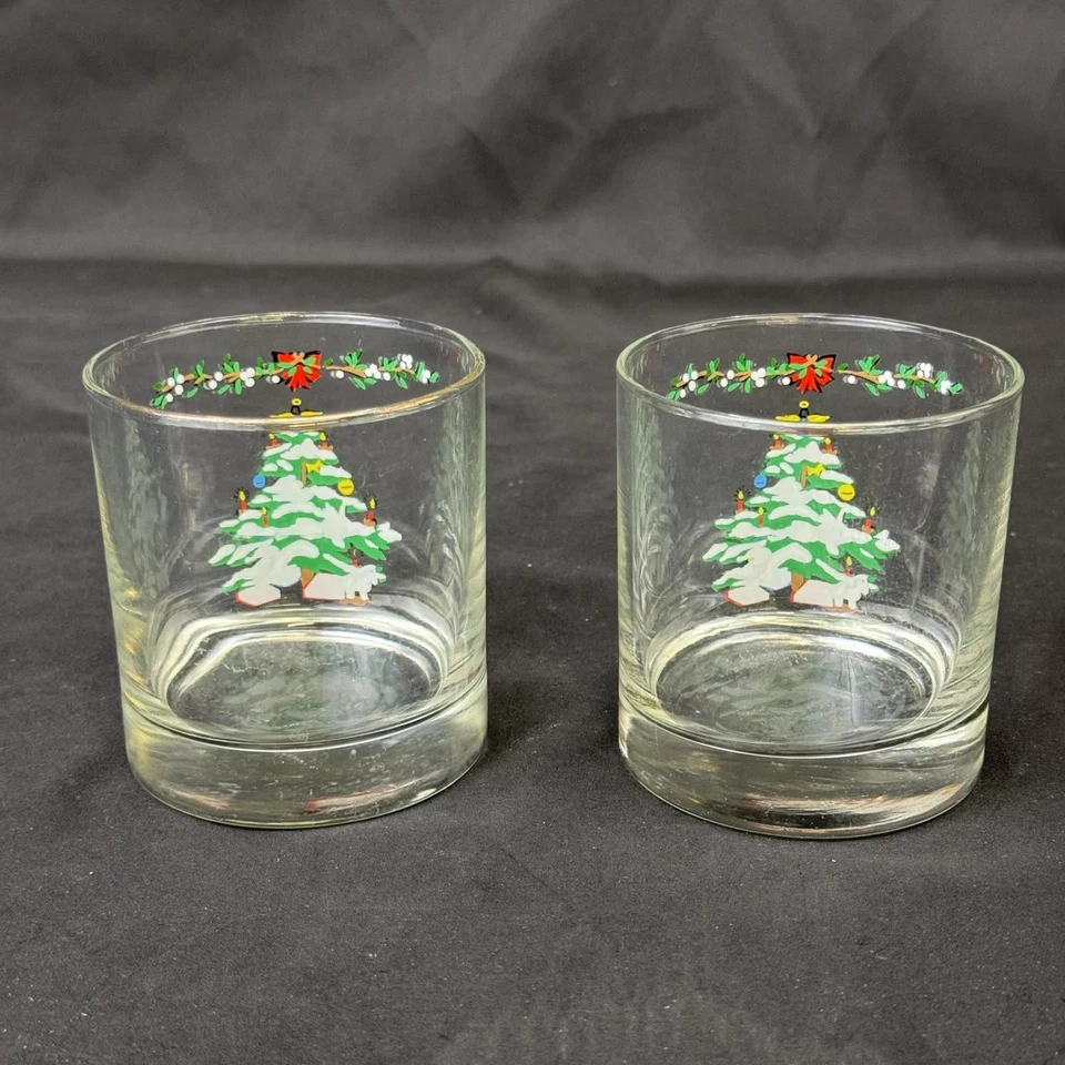 Juego de 2 Vintage Holiday 8 Oz. Gafas dobles antiguas de Montgomery Ward Foto 2 de 4