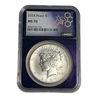2024 NGC MS70 Peace Dollar Trader Bea Purple Core Slab 7A