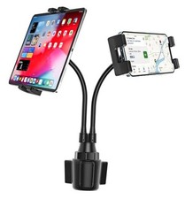 Dual Car Tablet Mount for Cup Holder, Gooseneck Car Cupholder Tablet Holder