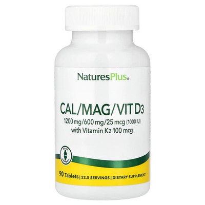 2 X NaturesPlus, Cal/Mag/Vit D3 with Vitamin K2, 90 Tablets