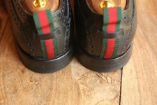 Gucci Black Leather Derby Brogue Ribbon Shoes Men's UK 11 US 12 EU 45