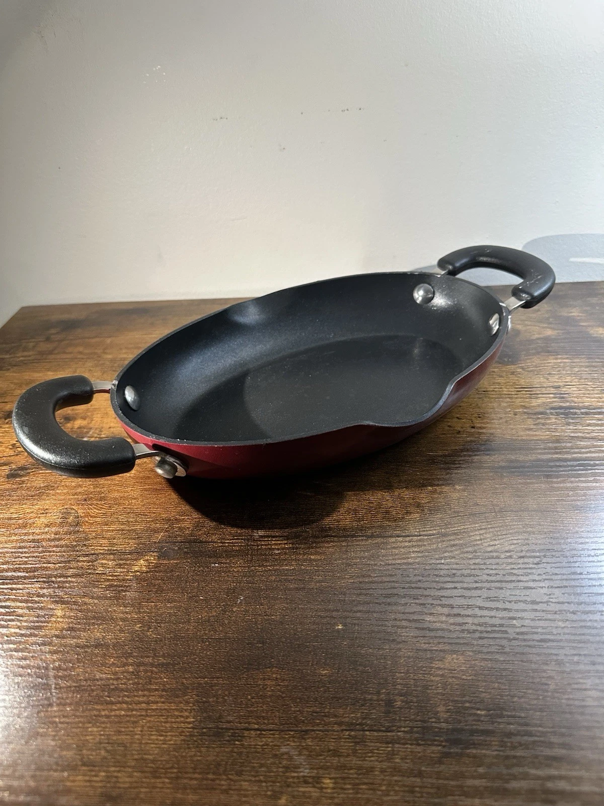 Cook’s Essentials 10” 25cm Red Oval Nonstick Skillet Fry Pan Double Handle