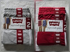 New Levi's 4 Pairs Shorts Red Gray Navy Patriotic Logo MSRP 72 Youth Size 7/8
