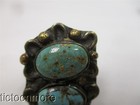 VINTAGE NAVAJO INDIAN RAIN BEADS TURQUOISE DOUBLE STONE RING STERLING — photo 4