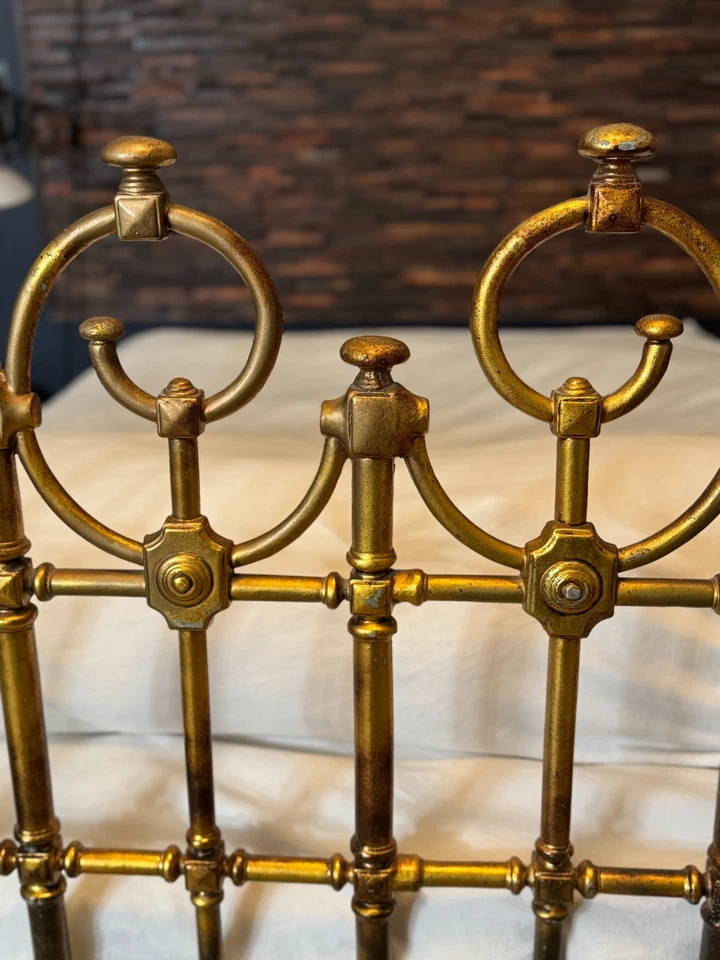 Cabecero italiano Hollywood Regency dorado hierro King Foto 4 de 4