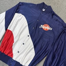 Vintage Russell Athletic Huskies Basketball Warm Up Jacket Made In USA Blue
