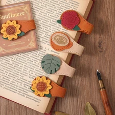 4PCS Vintage Magnetic Leather Bookmark, Leather Magnetic Bookmarks for Women, Ma