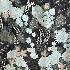 80x25 WOW black ground Vintage French Floral Curtain Panel Heavy Weight Cotton