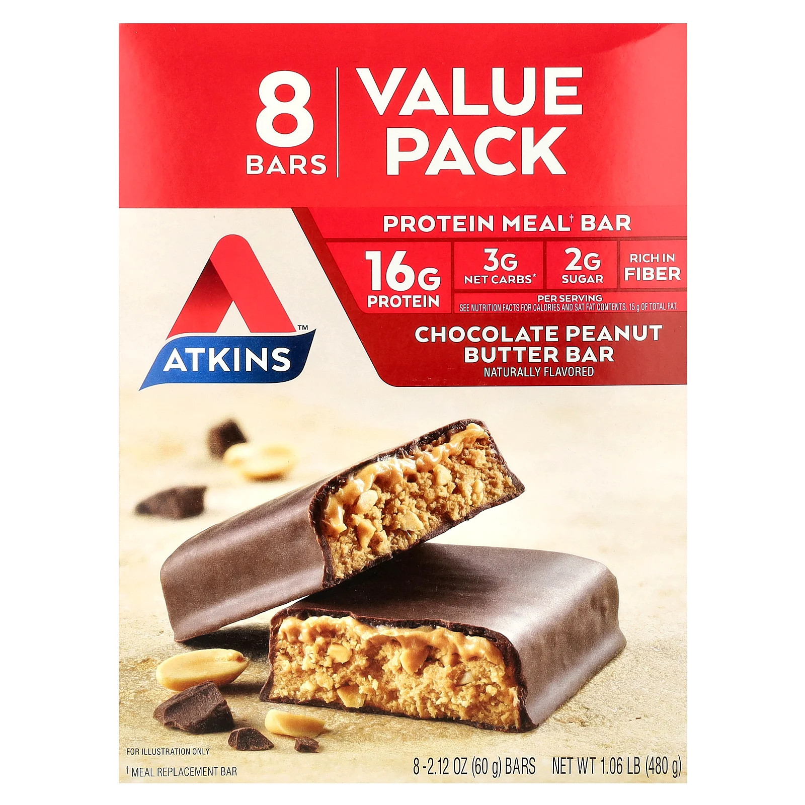 Protein Meal Bar Chocolate Peanut Butter 8 Bars 212 oz 60 g Each 4090₽