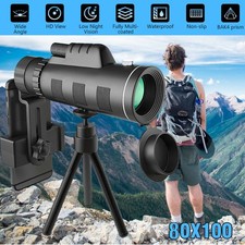 Monocular Telescope 80X100 High Power Monocular with Smartphone Holder Tripod