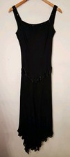 Vintage Silk Y2K Asymmetrical Beaded Whimsigoth Witchy Dress Size 12 Eveningwear