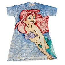 Disney Wear Ariel Little Mermaid Swim Cover Up Shirtdress 7-14 Girls Vintage
