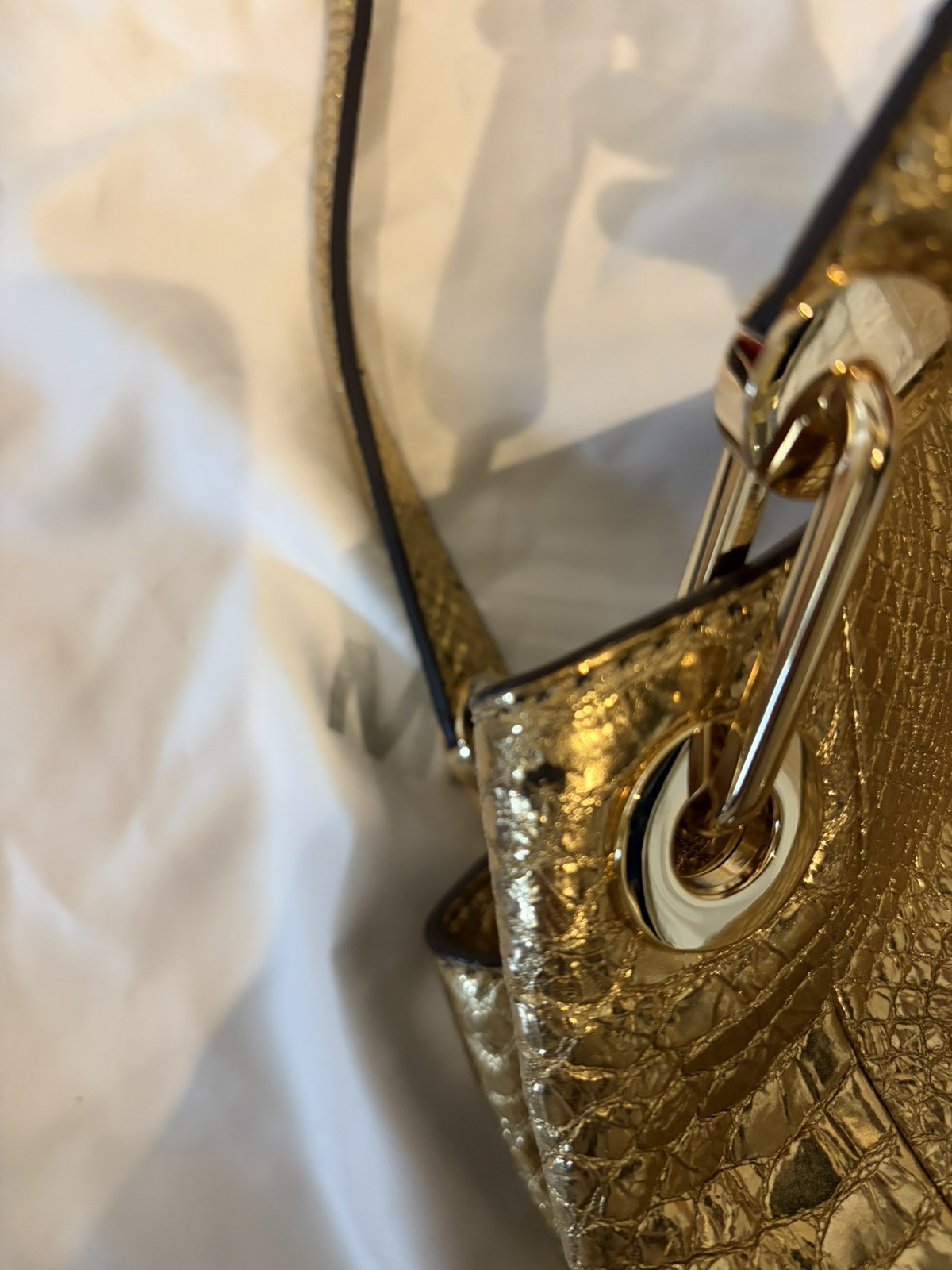 Michael Kors Metallic Gold Python Embossed Leathe… - image 11