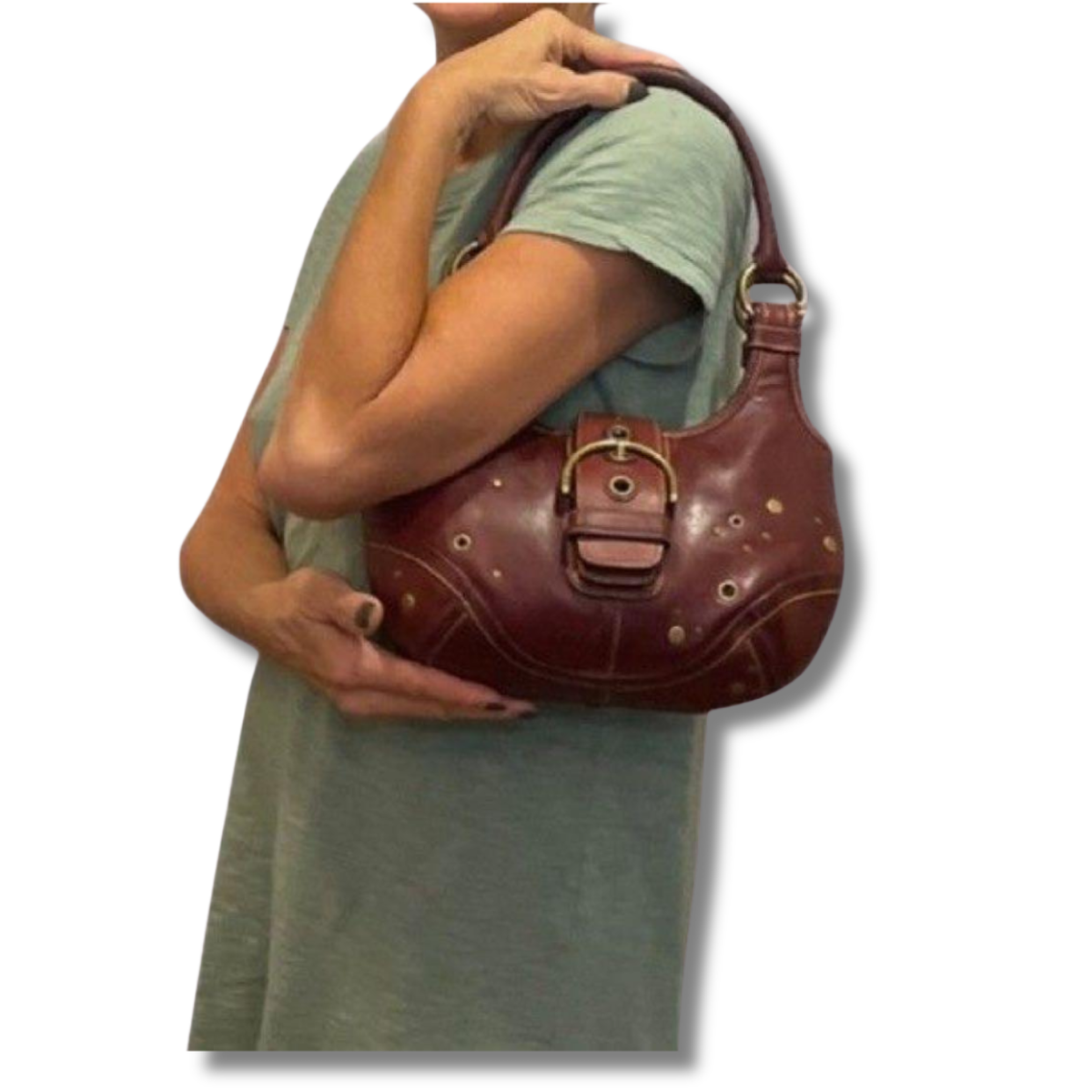 バッグ COACH Soho leather shoulder studs rare Coach Soho Burgundy Studs Leather Shoulder Bag Handbag Vintage