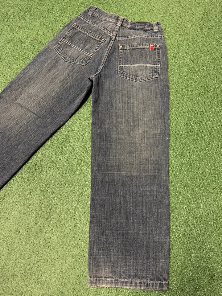 Pantalones de mezclilla Southpole holgados vintage con lengüeta roja talla 14 (24x26) azul marino skate grunge MARCADOS Foto 3 de 4