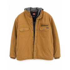 Dickies Men s Hooded Work Jacket 2XL Brown Canvas Quilted Lined Coat Utility