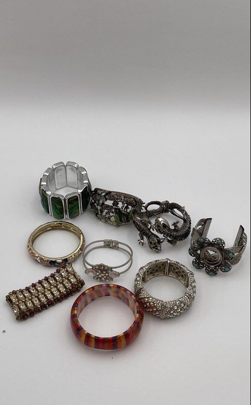 Assorted Multicolor Stone Cuff Bangle Stretch Cos… - image 1