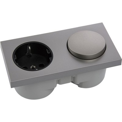 BERKER Integro Pure Schalter Edelstahl Effekt + Steckdose schwarz