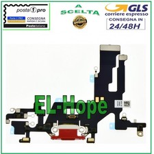CONNETTORE DI RICARICA APPLE IPHONE 11 FLAT MICROFONO JACK DOCK USB CARICA ROSSO