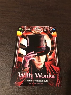 UNPOSTED  MOVIE 4 X 6 POSTCARD - CHARLIE AND THE CHOCOLATE FACTORY - WILLY WONKA