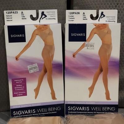 Sigvaris Compression Hosiery  Suntan and Natural Size A 2 Pair Pantyhose