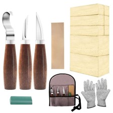 Wood Carving Whittling Knife Set Basswood Blocks Beginners Adults 3 Knives 8 Blo