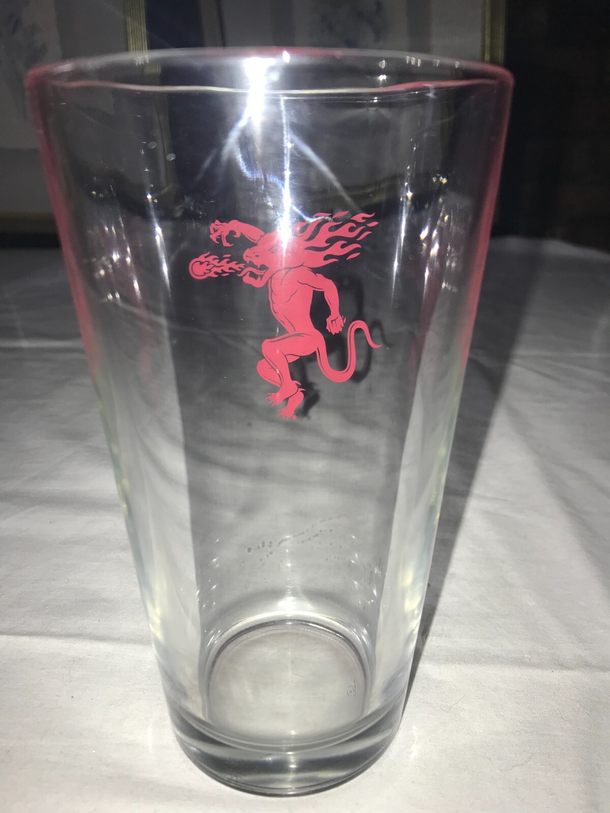 FIREBALL Logo CINNAMON WHISKEY Red SATAN Devil 16oz Beer PINT GLASS 5¾ ...