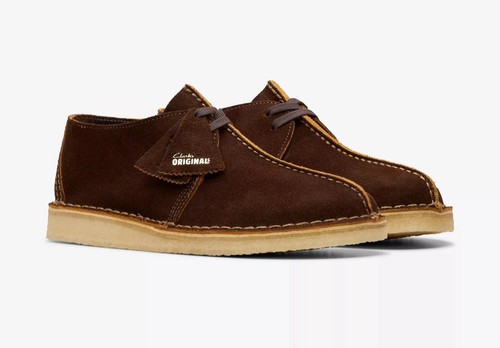 Clarks Originals Desert Trek Marrón Oscuro Gamuza Superior Desierto Botas y Plantilla de Crepé - Imagen 3 de 6