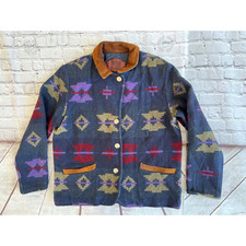 Vintage WOOLRICH Womens Trival Aztec Western Jacket Coat Large USA Made