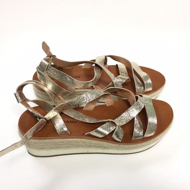 LUCKY BRAND GOLD WOVEN UPPER W/ ESPADRILLE WEDGE AND ANKLE STRAP - SIZE 7 | eBay