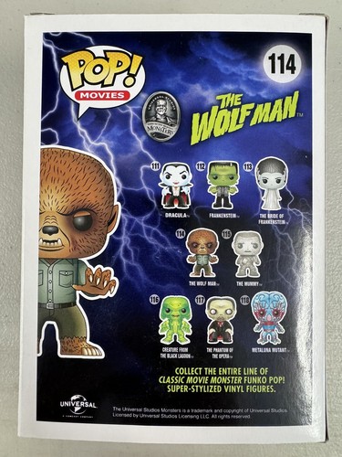 The Wolf Man 114 ~ Universal Monsters ~ Funko Pop Vinyl ~ Movies ๐บ๐ฟ - Picture 3 of 6
