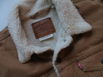 Levi's Sherpa Jeans Jacke XL, Ocker-Braun, Warm mit Teddy Fell  Gefüttert