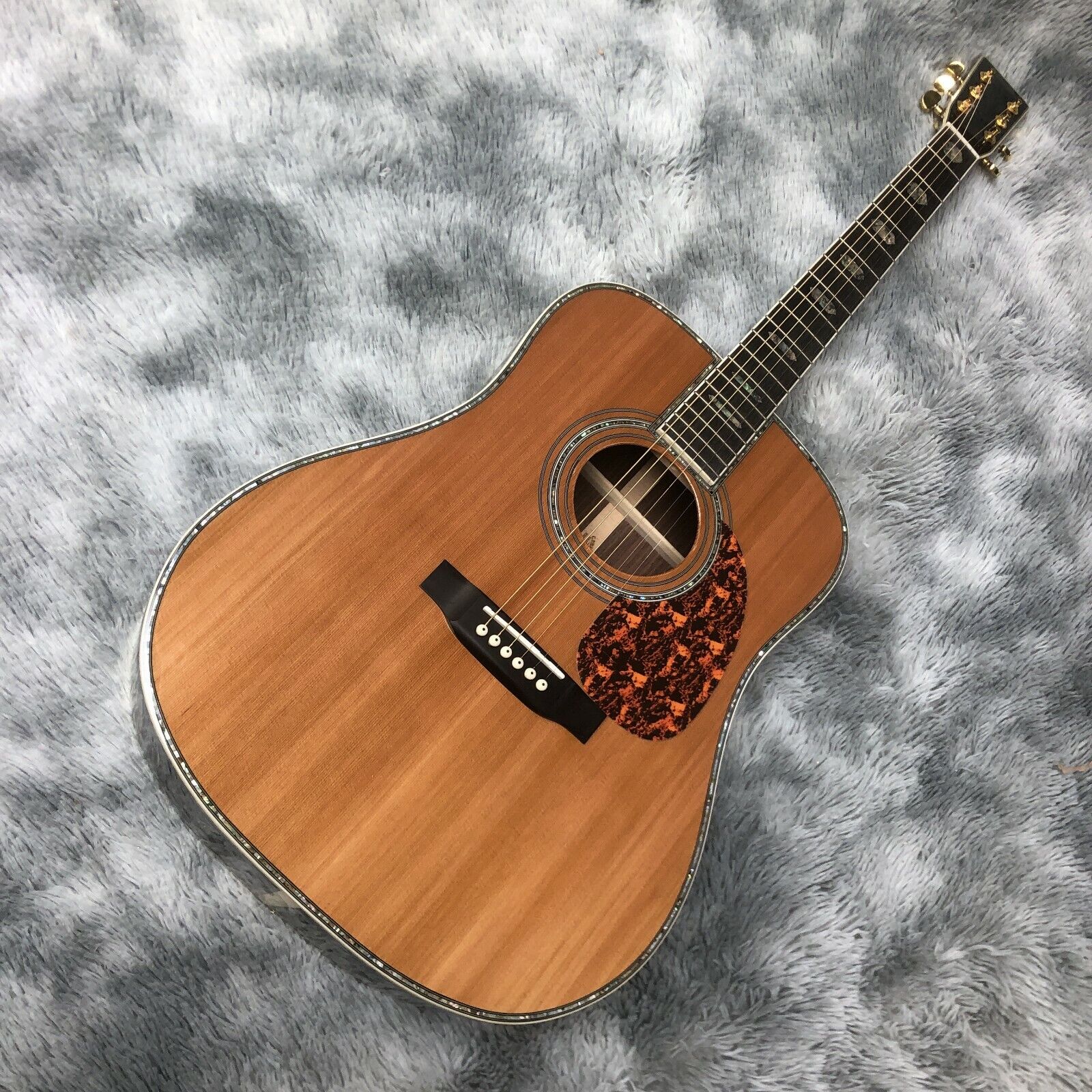 41 inch D mold solid wood fir real abalone inlaid black finger acoustic guitar