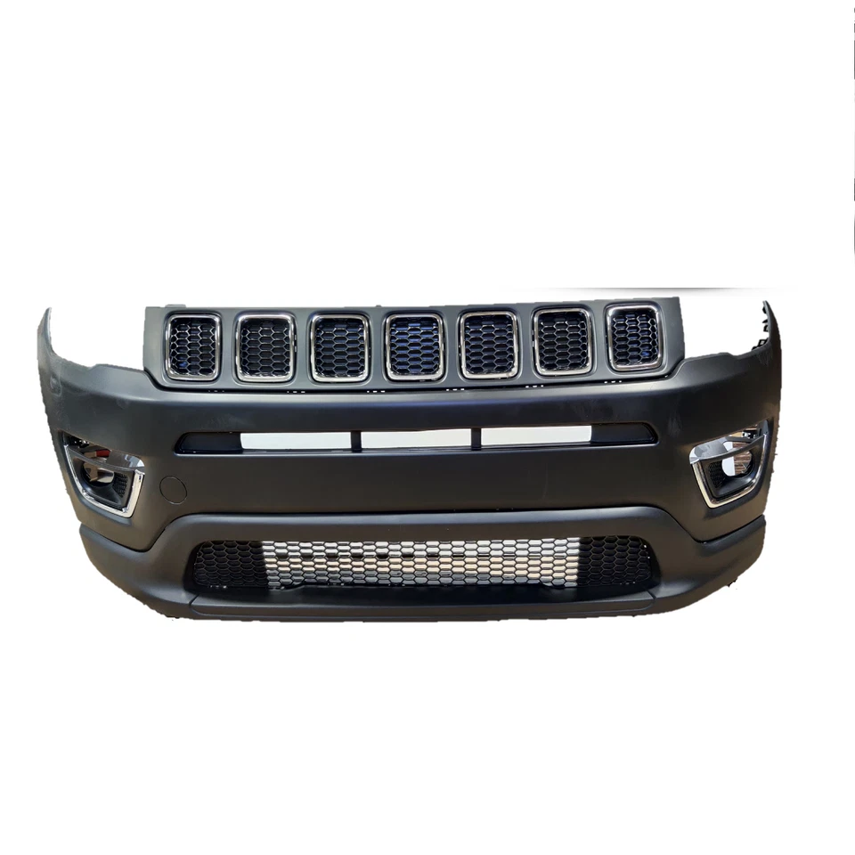 2017 2018 2019 2020 2021 FIT JEEP COMPASS FRONT BUMPER SET UPPER LOWER GRILL FOG - Image 2 of 4