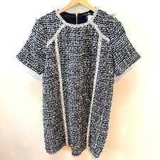 NEW Anthropologie THML Womens Tweed Short Sleeve Dress Black  White L