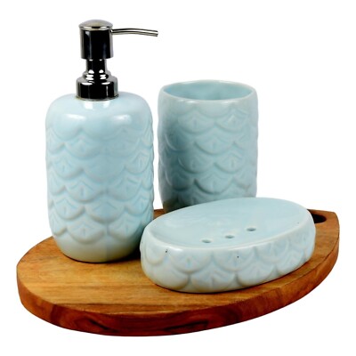 Ceramic Bathroom Accessories Set for Utility and Bathroom Decor Set of 3, (CS11)