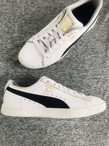 Puma para Hombres EE. UU. 6.5 Cuero Tenis Blancos de Papel de Aluminio  Núcleo Clyde logotipo Dorado Excelente Con | eBay