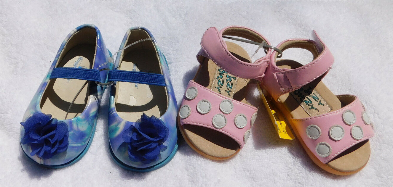 Lotto sandali robusti Bear Mary Janes blu viola vortice bambino Itzy Bitzy taglia 3 usati in ottime condizioni