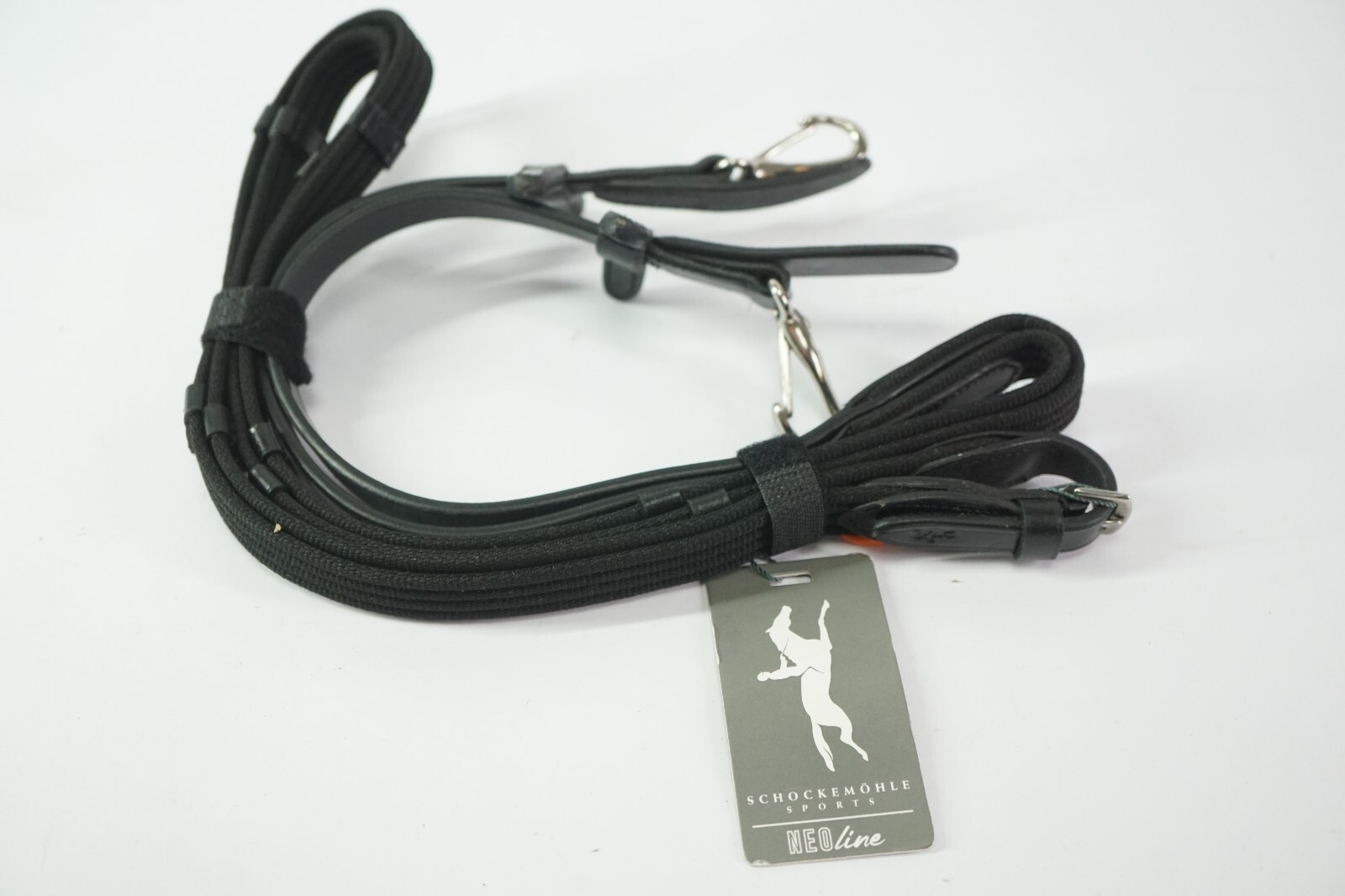Schockemöhle Neo Gurtzügel Clip Full Black/Silver Zügel schwarz Pferd Reiten
