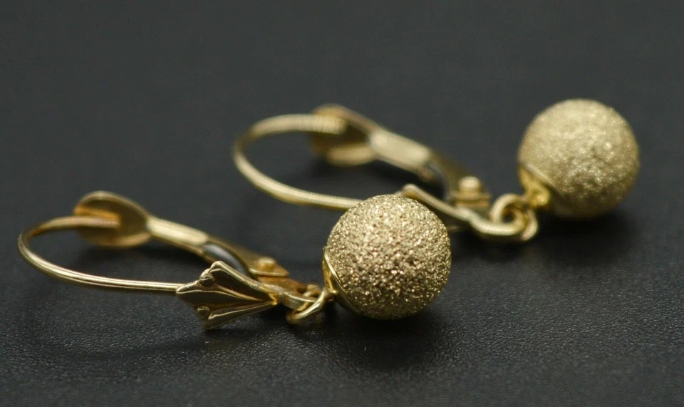 Oro amarillo sólido 14k sobre palanca caída trasera/colgante 2,20 gr. Pendientes Joyería Regalo Foto 2 de 3