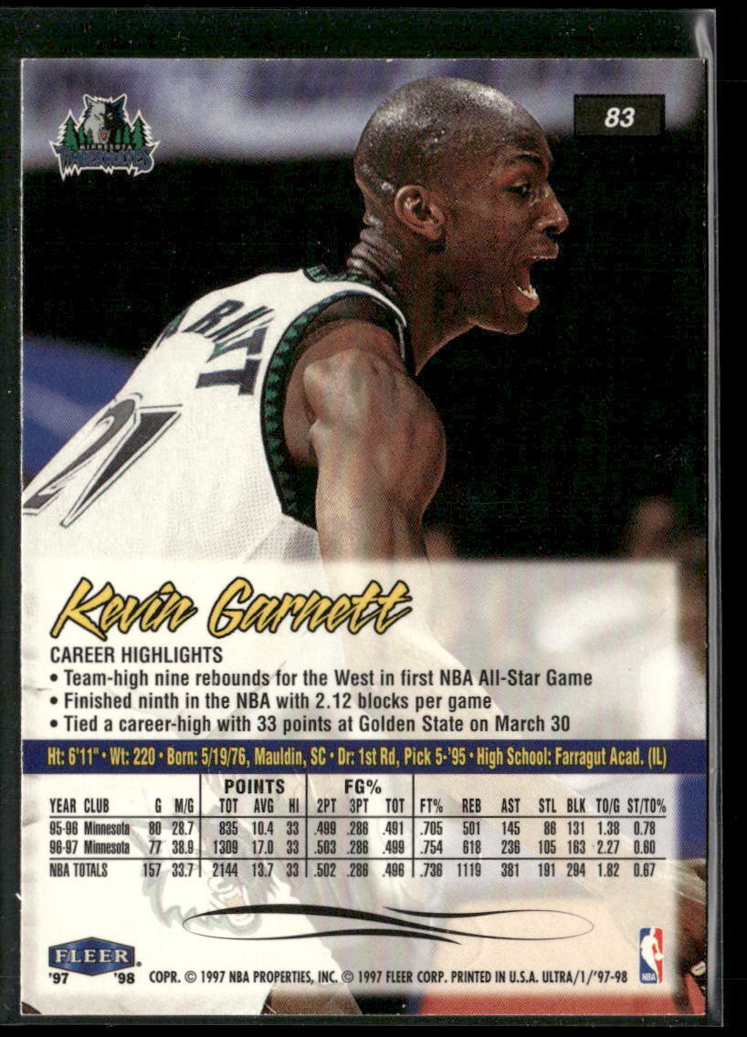 1997-98 Ultra #83 Kevin Garnett | eBay