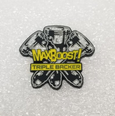 Max Boost! Triple Backer Rod & Piston Lapel Pin Import Tuner Magazine Motorville