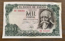 1971 Spain 1000 Pesetas Commemorative issue Jose Echegaray and Bank of Spain