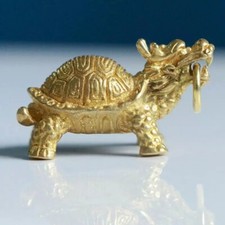 Feng Shui Dragon Turtle Key Chain Pure Copper Wealth Lucky Health Amulet Toy