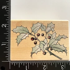 Hero Arts Traditional Holly G2000 Christmas Berry Branch Sprig Wood Rubber Stamp