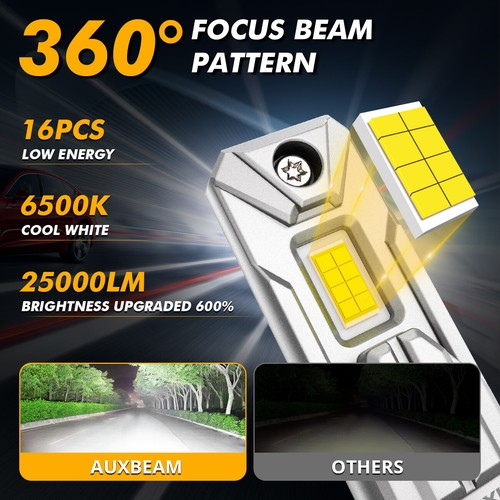 AUXBEAM Canbus 9006 9005 LED Headlight 6500K High Low Beam Super Bright White 4x - Foto 3 di 12